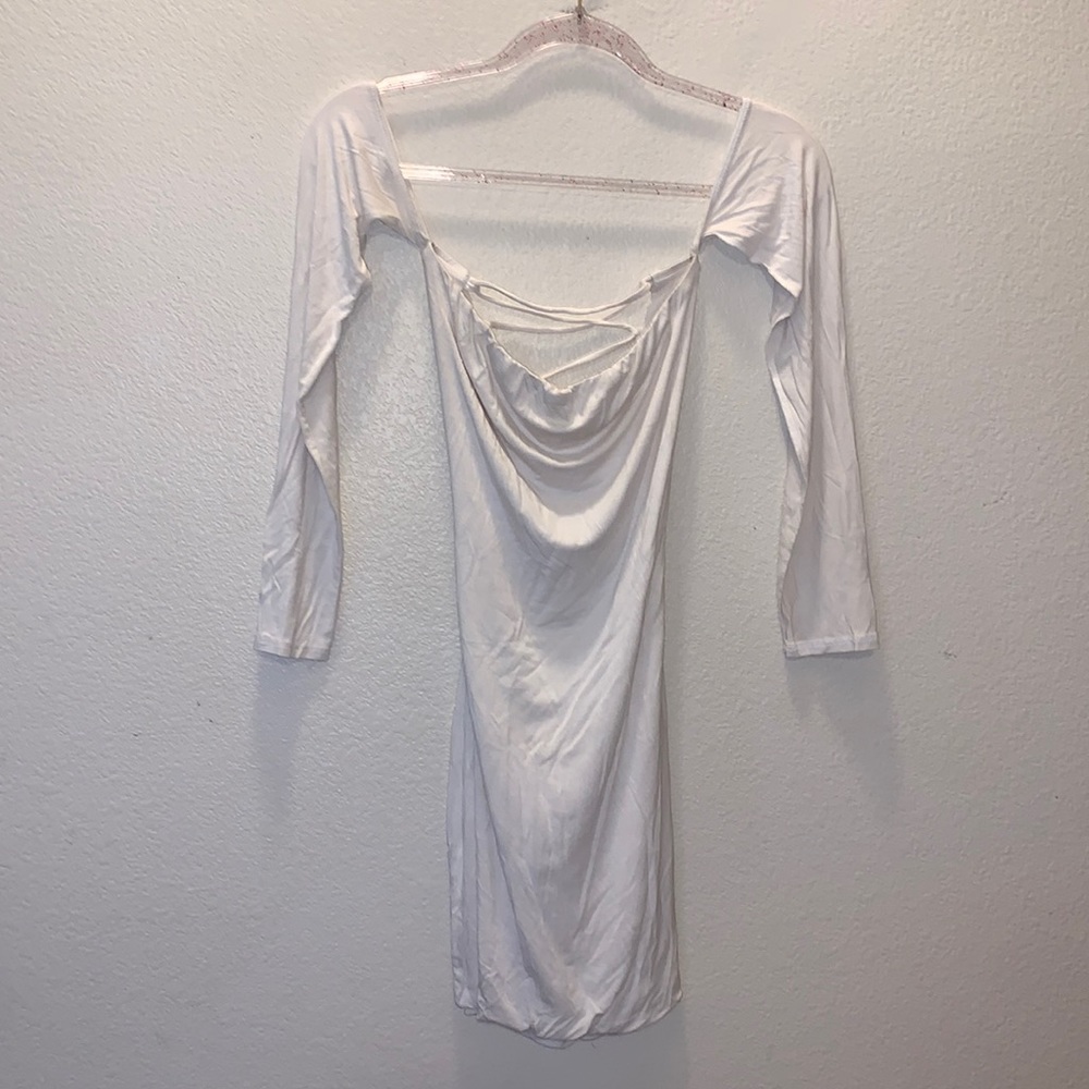 Meek white open shoulder criss cross back bodycon
